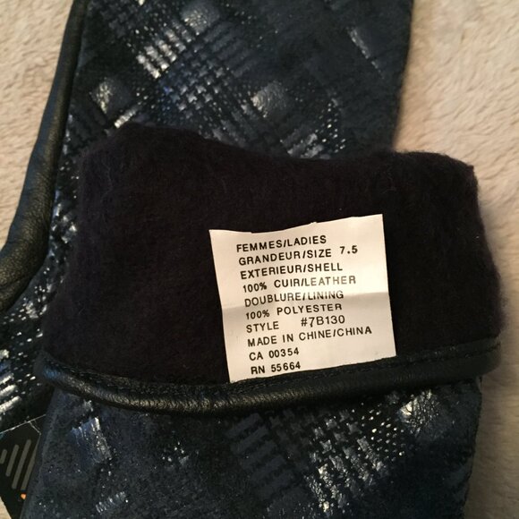 NEW Blue patterned leather gloves sz 7.5 - Picture 5 of 8